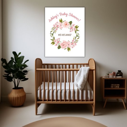 Roos Waterverf Floral Baby shower Poster