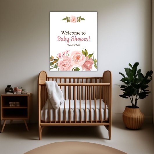 Roos Waterverf Floral Baby shower Poster