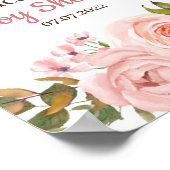 Roos Waterverf Floral Baby shower Poster (Hoek)
