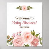 Roos Waterverf Floral Baby shower Poster (Voorkant)