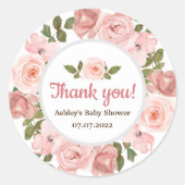 Roos Waterverf Floral Baby shower Ronde Sticker (Voorkant)