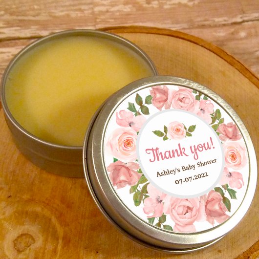 Roos Waterverf Floral Baby shower Ronde Sticker