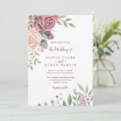 Roos Waterverf Floral Bouquet Invita Kaart (Staand voorkant)