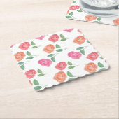 Roos Waterverf Floral Kartonnen Onderzetters (Gebogen)