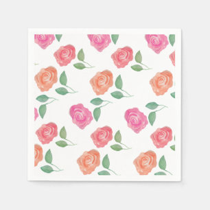 Roos Waterverf Floral Servet