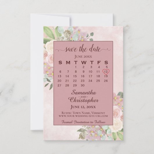 Roos Waterverf Floral Wedding Agenda Save The Date (Voorkant)