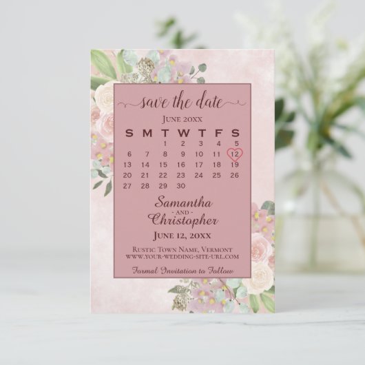Roos Waterverf Floral Wedding Agenda Save The Date (Staand voorkant)