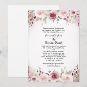 Roos Waterverf Floral Wedding Kaart (Voorkant / Achterkant)