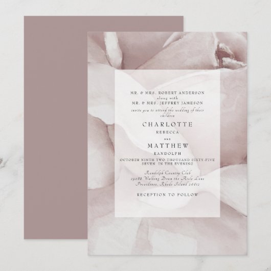 Roos Waterverf Floral Wedding Kaart (Voorkant / Achterkant)