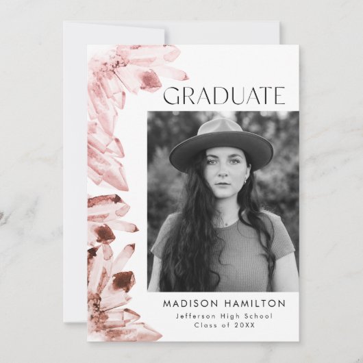 Roos Waterverf Kristal Fotogradatie Partij Kaart (Voorkant)