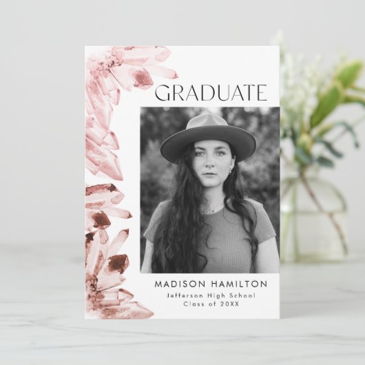 Roos Waterverf Kristal Fotogradatie Partij Kaart (Staand voorkant)