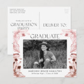 Roos Waterverf Kristal Fotogradatie Partij Uitnodiging Briefkaart (Voorkant / Achterkant)