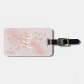 Roos Waterverf Naam Monogram Bagagelabel (Voorkant horizontaal)