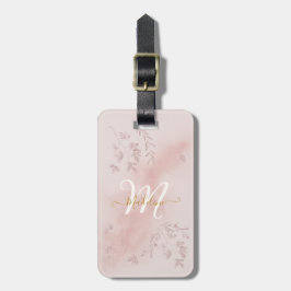 Roos Waterverf Naam Monogram Bagagelabel