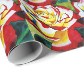 Roos waterverf oorspronkelijke kunstbloem cadeaupapier (Rol Hoek)