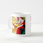 Roos waterverf oorspronkelijke kunstbloem koffiemok (Voorkant links)