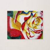 Roos waterverf oorspronkelijke kunstbloem legpuzzel (Horizontaal)