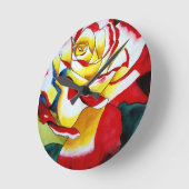 Roos waterverf oorspronkelijke kunstbloem ronde klok (Hoek)