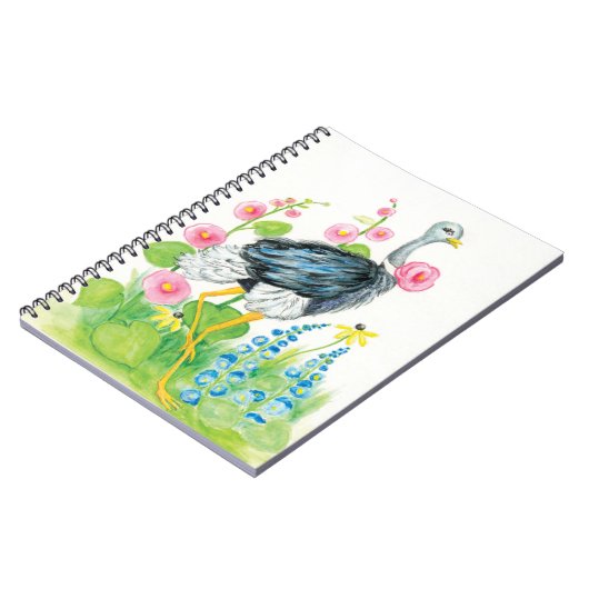 Roos waterverf Ostrich Notitieboek (Linkerzijde)