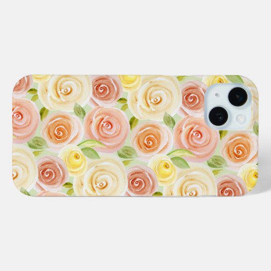 Roos waterverf Pattered Case-Mate iPhone Case (Achterkant (horizontaal))