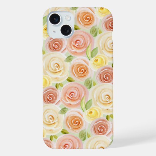 Roos waterverf Pattered iPhone Hoesje (Achterkant)