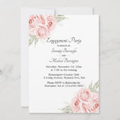 Roos Waterverf Roze Floral Engagement Party Invi Kaart (Voorkant)