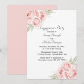 Roos Waterverf Roze Floral Engagement Party Invi Kaart (Voorkant / Achterkant)