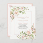 Roos Waterverf Roze Floral Engagement Party Invi Uitnodiging Briefkaart (Voorkant / Achterkant)