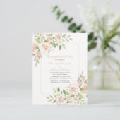 Roos Waterverf Roze Floral Engagement Party Invi Uitnodiging Briefkaart (Staand voorkant)