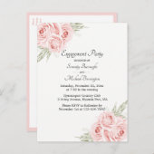 Roos Waterverf Roze Floral Engagement Party Uitnodiging Briefkaart (Voorkant / Achterkant)