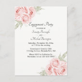 Roos Waterverf Roze Floral Engagement Party Uitnodiging Briefkaart (Voorkant)