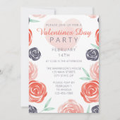 Roos Waterverf Roze Valentijnsdag Party Kaart (Voorkant)