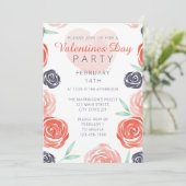Roos Waterverf Roze Valentijnsdag Party Kaart (Staand voorkant)