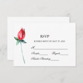Roos Waterverf Stem Wedding RSVP Kaartje (Voorkant / Achterkant)