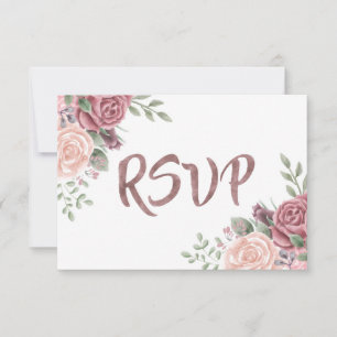 Roos Waterverf Vloer Bouquet RSVP Kaartje