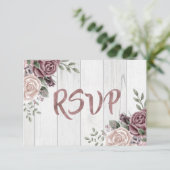  Roos Waterverf Vloer Bouquet Wood RSVP Kaartje (Staand voorkant)