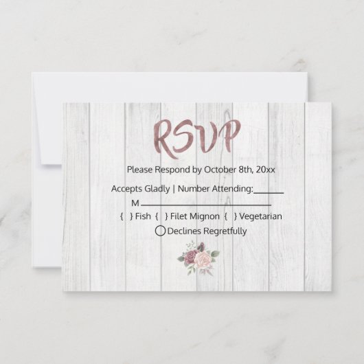  Roos Waterverf Vloer Bouquet Wood RSVP Kaartje (Achterkant)
