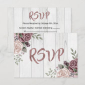 Roos Waterverf Vloer Bouquet Wood RSVP Kaartje (Voorkant / Achterkant)