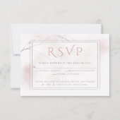 Roos Waterverf was Grijze Wilde Tak RSVP Kaartje (Voorkant)