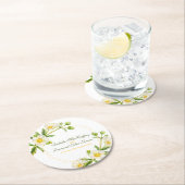 Roos waterverf witte botanica bruiloft ronde kartonnen onderzetter (Insitu)