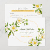 Roos waterverf witte botanica bruiloft RSVP kaartje (Voorkant / Achterkant)