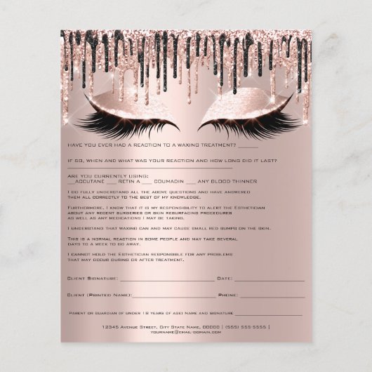 Roos Waxing Depilation Liability Waiver Release Flyer (Achterkant)