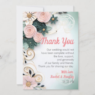 Roos Weddenschap Quill Mineral Green Gepersonalise Bedankkaart
