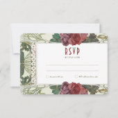 Roos Weddenschap RSVP Art Nouveau Mucha invoegen Kaart (Voorkant)