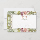 Roos Weddenschap RSVP  Art Nouveau Mucha invoegen Kaart (Voorkant)