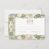 Roos Weddenschap RSVP  Art Nouveau Mucha invoegen Kaart (Voorkant)