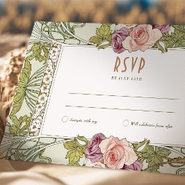 Roos Weddenschap RSVP  Art Nouveau Mucha invoegen Kaart