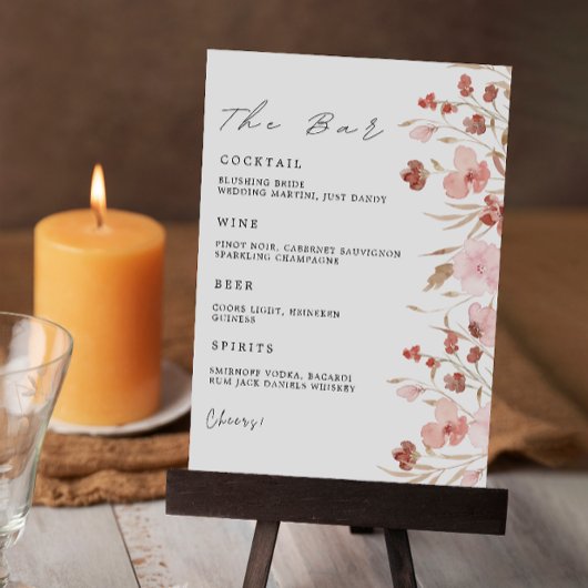 Roos Wedding Bar Menu Sign Sjabloon, Kaart