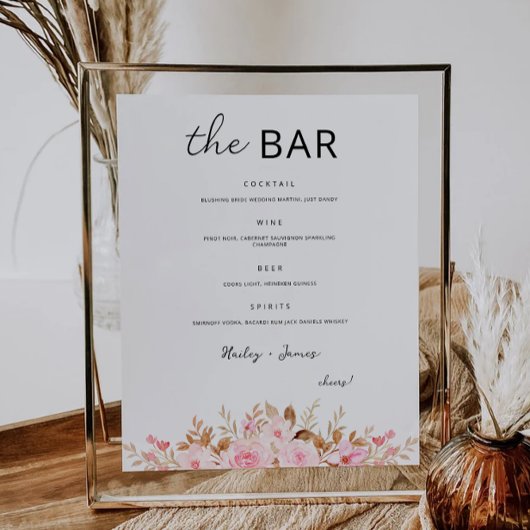 Roos Wedding Bar Menu Sign Sjabloon Poster