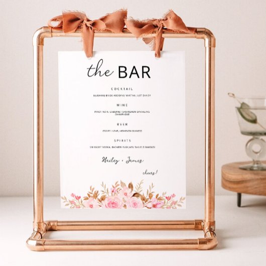 Roos Wedding Bar Menu Sign Sjabloon Poster